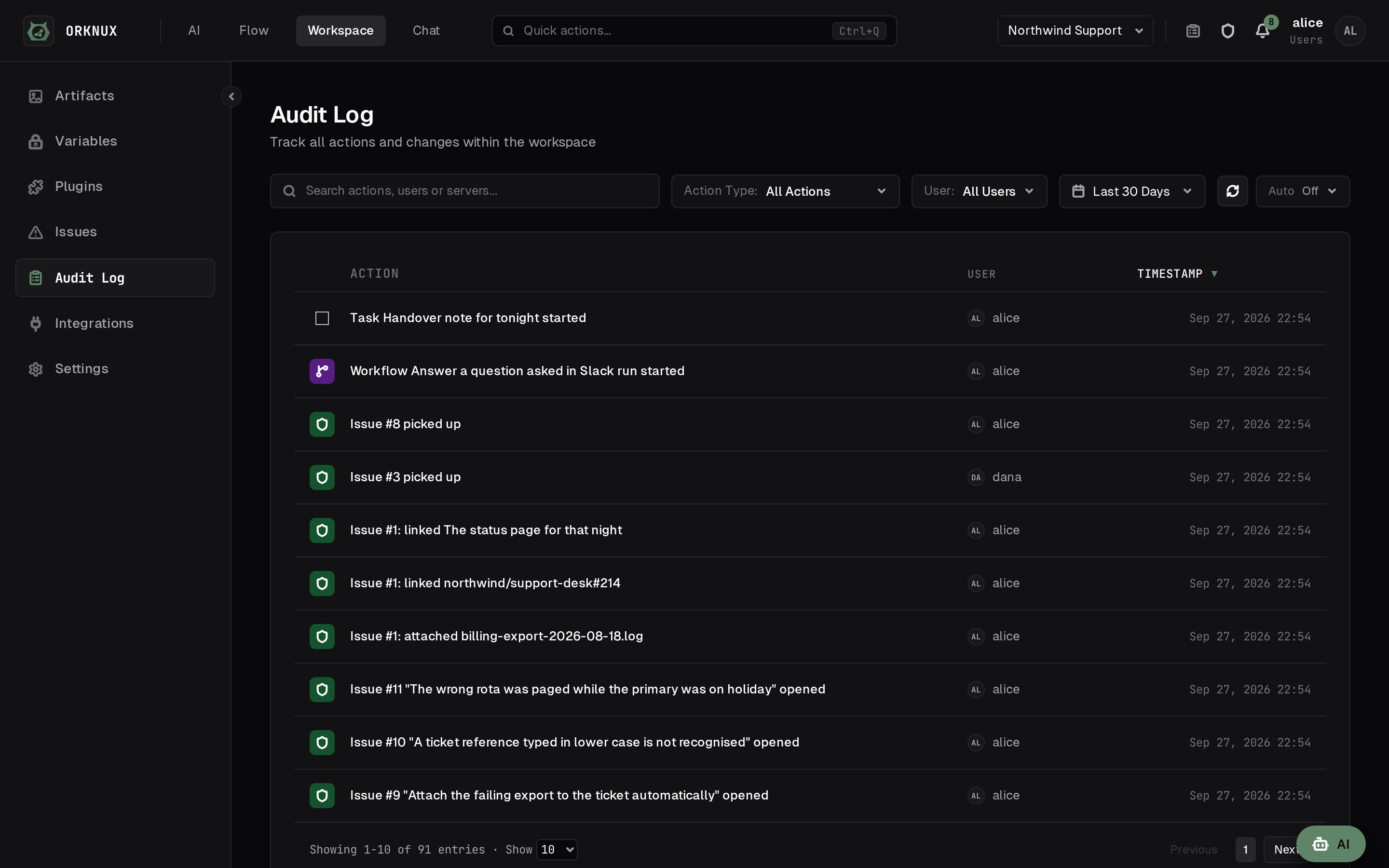 The audit log: who changed what, and when.